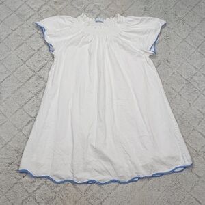 Lake Dress Womens S White Scalloped Patio Dress Pajama Cotton Mini Casual
